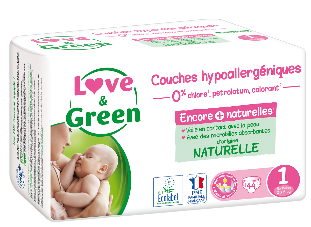 Love & Green - Couches Bébé Saines et Ecologiques - Taille 1 (2-5