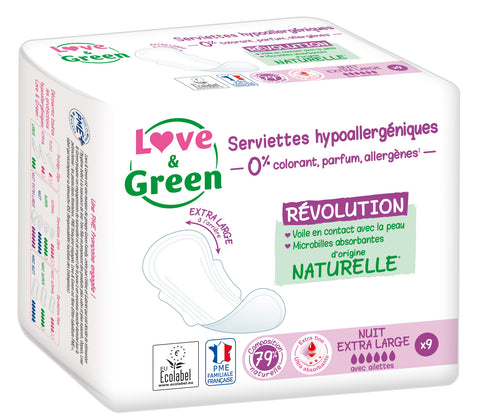 Love and Green | Serviettes écologiques Ultra-nuit XL