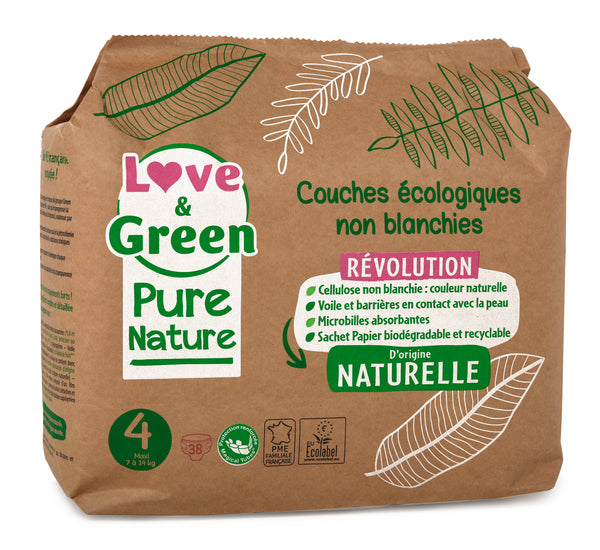 Culottes hypoallergéniques taille 4 Love & Green : couches conçues en  matières 100% d'origine naturelle