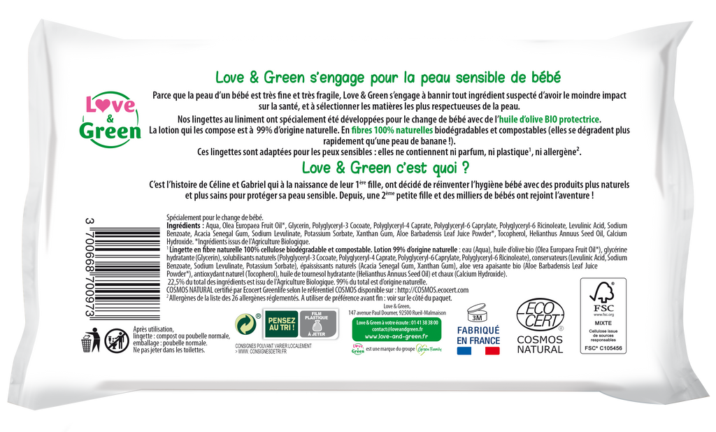 Love and Green | Lingettes au liniment