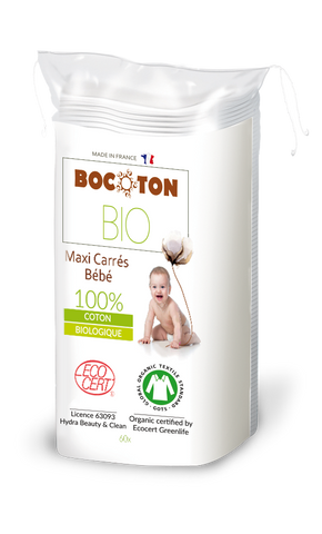 Bocoton | Maxi Carrés Bébé - 100% coton - 60 pcs